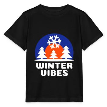 Ambiance hivernale (soleil, voûte céleste, flocon de neige) - T-shirt bio MINI CREATOR Stanley/Stella Enfant - noir - Devant - Mikhail (115cm)