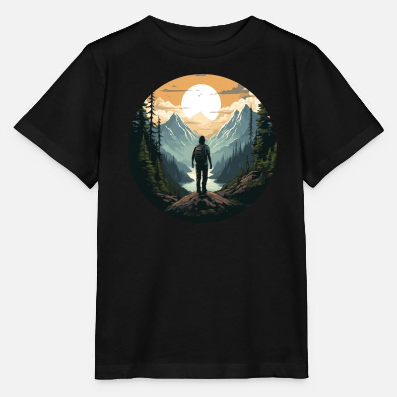 Aventure de trekking dans la nature de la forêt - T-shirt bio MINI CREATOR Stanley/Stella Enfant - noir