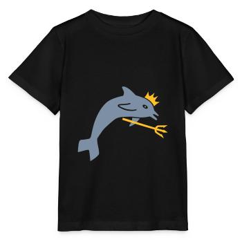 ★ design colors changeable ★ dolphin, crown, trident - Stanley/Stella MINI CREATOR Kids’ T-Shirt - black - Front - Mikhail (115cm)
