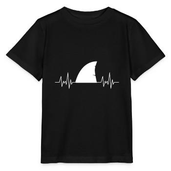 Raubtier Geschenk Haifischflosse Herzschlag Hai - Stanley/Stella Kinder T-Shirt MINI CREATOR  - Schwarz - Vorne - Mikhail (115cm)