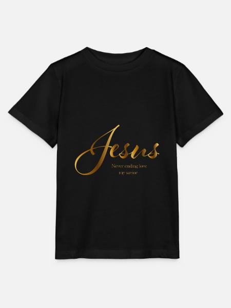 Jesus Schriftzug gold never ending love my savior - Stanley/Stella Kinder T-Shirt MINI CREATOR - Schwarz