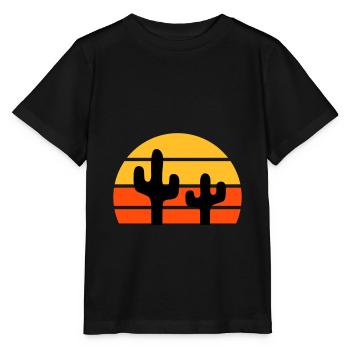 Zwei Kakteen vor einer Halbsonne - Stanley/Stella Kinder T-Shirt MINI CREATOR  - Schwarz - Vorne - Mikhail (115cm)