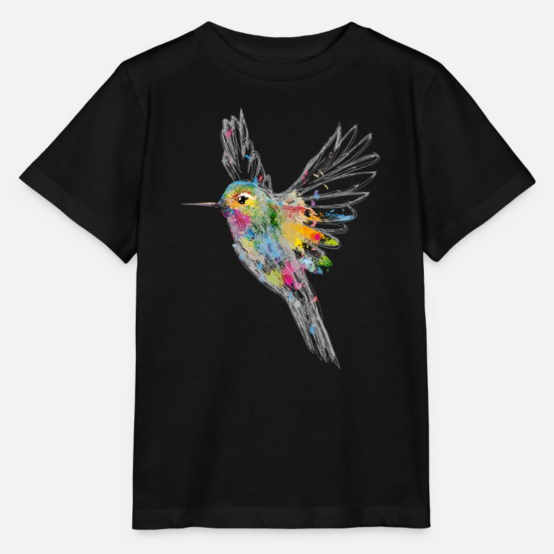 Un colibri Aquarelle Graffiti - T-shirt bio MINI CREATOR Stanley/Stella Enfant - noir