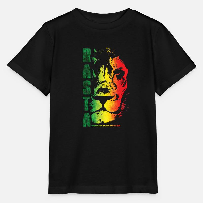 Style arc-en-ciel du lion rasta - T-shirt bio MINI CREATOR Stanley/Stella Enfant - noir