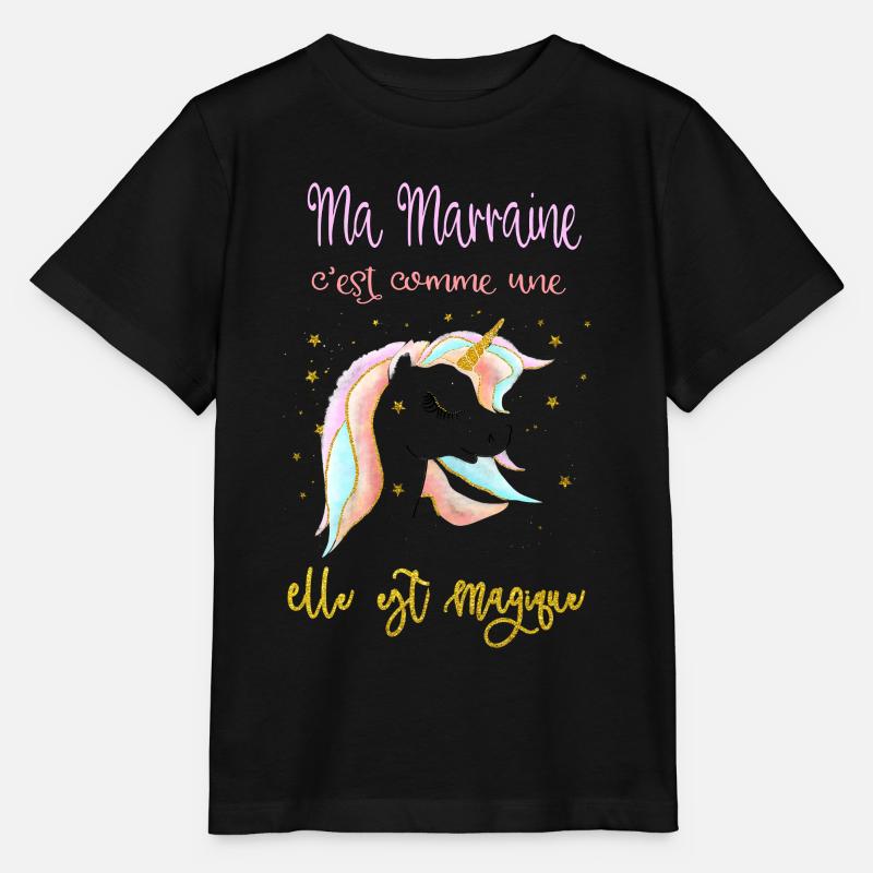 ma marraine c'est comme une licorne - T-shirt bio MINI CREATOR Stanley/Stella Enfant - noir
