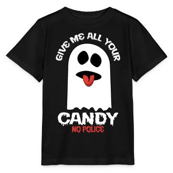 Donnez-moi tous vos bonbons - pas de police - T-shirt bio MINI CREATOR Stanley/Stella Enfant - noir - Devant - Mikhail (115cm)