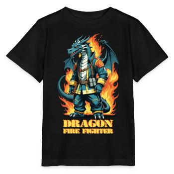 Brigade de pompiers dragons - T-shirt bio MINI CREATOR Stanley/Stella Enfant - noir - Devant - Mikhail (115cm)