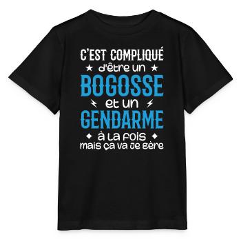 It's complicated to be a bogosse and a gendarme - Stanley/Stella MINI CREATOR Kids’ T-Shirt - black - Front - Mikhail (115cm)