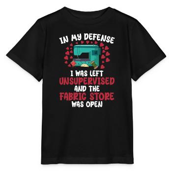 In my defense i was left unsupervised - T-shirt bio MINI CREATOR Stanley/Stella Enfant - noir - Devant - Mikhail (115cm)
