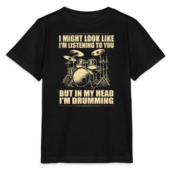 Batteur Drummer Drums Drumsticks Drumming - T-shirt bio MINI CREATOR Stanley/Stella Enfant - noir - Devant - Mikhail (115cm)