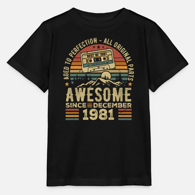 Anniversaire Décembre 1981 | Cadeau décembre 1981 - T-shirt bio MINI CREATOR Stanley/Stella Enfant - noir