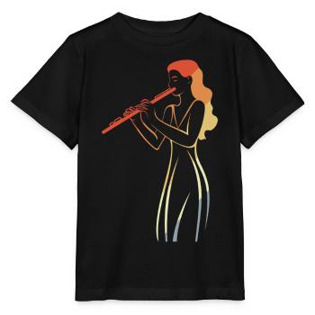 Vintage Flötenspielerin Skizze - Stanley/Stella Kinder T-Shirt MINI CREATOR  - Schwarz - Vorne - Mikhail (115cm)