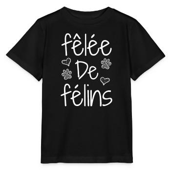CRACKED WITH FELINES! (chat) - Puns - Francois - Stanley/Stella MINI CREATOR Kids’ T-Shirt - black - Front - Mikhail (115cm)