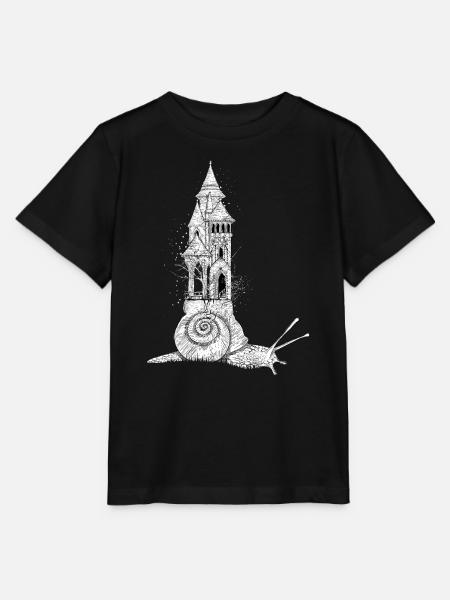 Schnecke mit märchenhaftem Elfenbeinturm - Stanley/Stella Kinder T-Shirt MINI CREATOR  - Schwarz