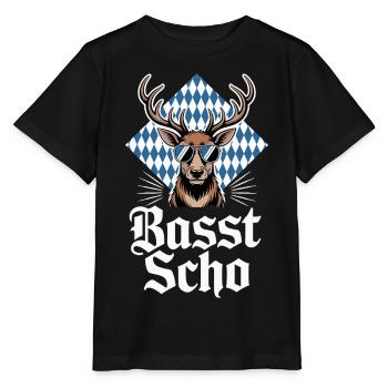 Elch Bayerischer Hirsch Sonnenbrille Basst Scho - Stanley/Stella Kinder T-Shirt MINI CREATOR  - Schwarz - Vorne - Mikhail (115cm)
