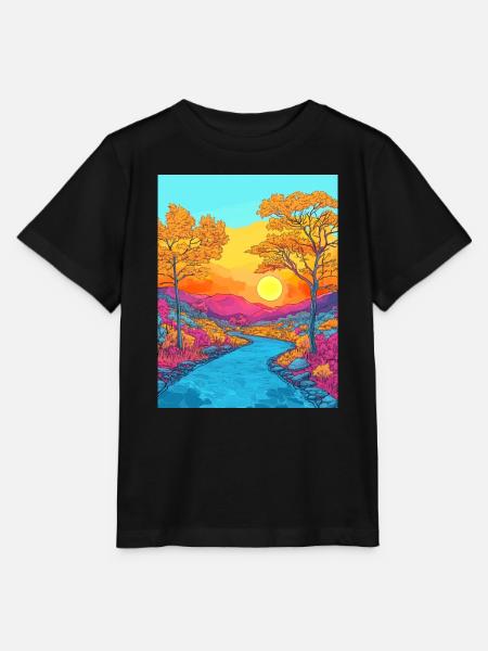 Lebendige Herbstlandschaftsszene - Stanley/Stella Kinder T-Shirt MINI CREATOR - Schwarz