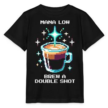 Mana low? Brew a double shot | Espresso - Stanley/Stella MINI CREATOR Kids’ T-Shirt - black - Front - Mikhail (115cm)