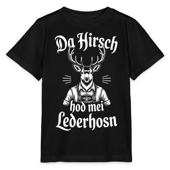 Lederhosen Cerf Costumes traditionnels Bavière Festival folklorique drôle - T-shirt bio MINI CREATOR Stanley/Stella Enfant - noir - Devant - Mikhail (115cm)