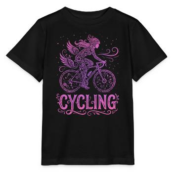 Cycliste Fée en Dentelle Rose - T-shirt bio MINI CREATOR Stanley/Stella Enfant - noir - Devant - Mikhail (115cm)
