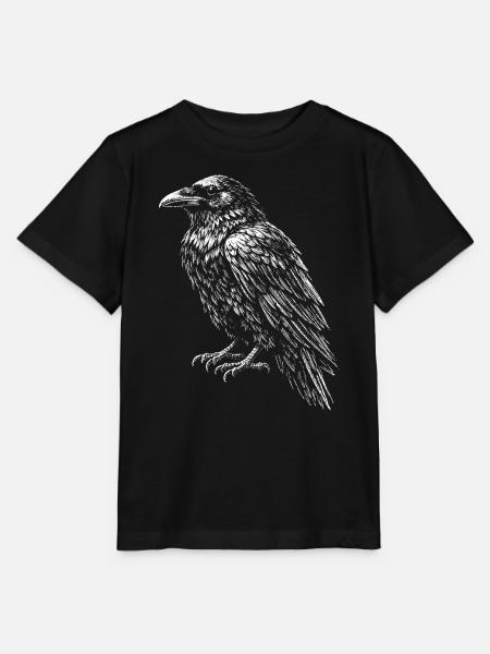 Raven Crest Schwarzweiße Skizze - Stanley/Stella Kinder T-Shirt MINI CREATOR - Schwarz