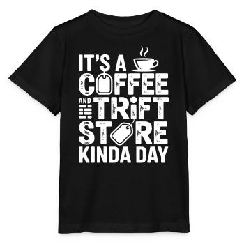 Coffee and Thrift Store Day - Stanley/Stella MINI CREATOR Kids’ T-Shirt - black - Front - Mikhail (115cm)