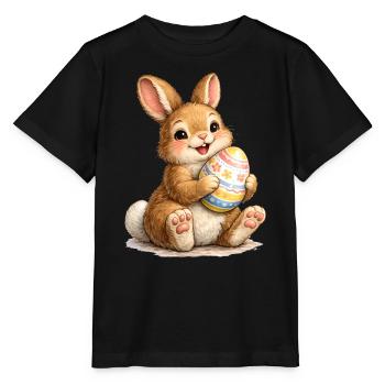 Häschen mit Osterei Illustration - Stanley/Stella Kinder T-Shirt MINI CREATOR  - Schwarz - Vorne - Mikhail (115cm)