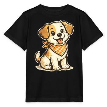Kuschelhund mit Orangen Bandana - Stanley/Stella Kinder T-Shirt MINI CREATOR  - Schwarz - Vorne - Mikhail (115cm)
