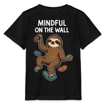 Attentif sur le mur – Paresseux zen sur le mur - T-shirt bio MINI CREATOR Stanley/Stella Enfant - noir - Devant - Mikhail (115cm)
