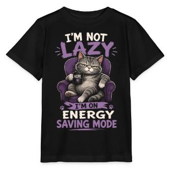 Je ne suis pas paresseux, je suis en mode économie d’énergie, chat. - T-shirt bio MINI CREATOR Stanley/Stella Enfant - noir - Devant - Mikhail (115cm)