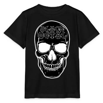Schädelgrafik Black Metal - Stanley/Stella Kinder T-Shirt MINI CREATOR  - Schwarz - Vorne - Mikhail (115cm)