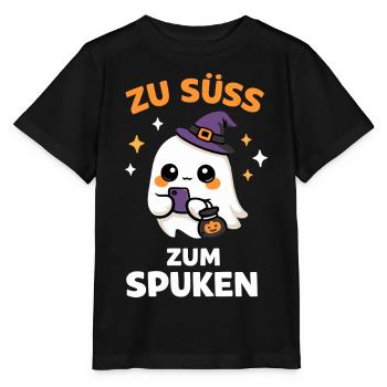 Zu süß zum Spuken – Kawaii-Geist mit Hexenhut - Stanley/Stella Kinder T-Shirt MINI CREATOR  - Schwarz - Vorne - Mikhail (115cm)