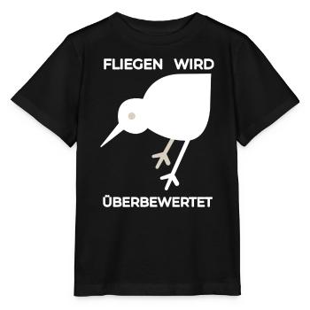 Überbewertet: Weiße KIWI Illustration  - Stanley/Stella Kinder T-Shirt MINI CREATOR  - Schwarz - Vorne - Mikhail (115cm)