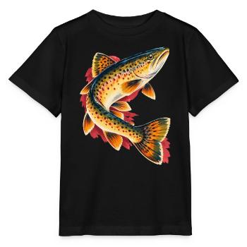 Bachforelle Angeln Forelle Angler - Stanley/Stella Kinder T-Shirt MINI CREATOR  - Schwarz - Vorne - Mikhail (115cm)
