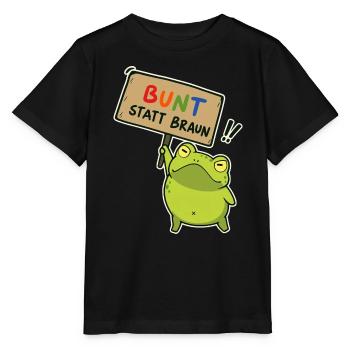 Bunter Demo-Frosch - Stanley/Stella Kinder T-Shirt MINI CREATOR  - Schwarz - Vorne - Mikhail (115cm)