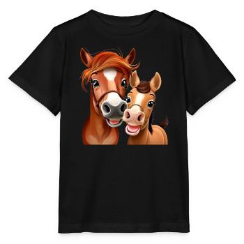 Pferd Reiten Reitsport Fohlen Geschenk süße Pferde - Stanley/Stella Kinder T-Shirt MINI CREATOR  - Schwarz - Vorne - Mikhail (115cm)