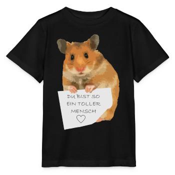 Hamster Zettel Botschaft - Toller Mensch bist - Stanley/Stella Kinder T-Shirt MINI CREATOR  - Schwarz - Vorne - Mikhail (115cm)