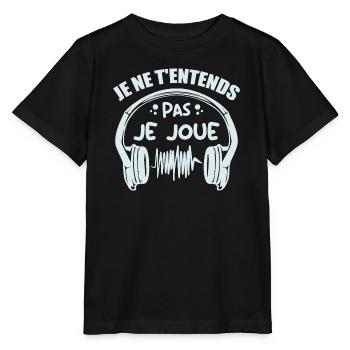 Je Ne T'entends Pas Je Joue - T-shirt bio MINI CREATOR Stanley/Stella Enfant - noir - Devant - Mikhail (115cm)
