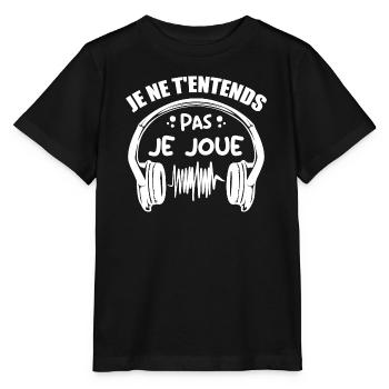 Je Ne T'entends Pas Je Joue - T-shirt bio MINI CREATOR Stanley/Stella Enfant - noir - Devant - Mikhail (115cm)