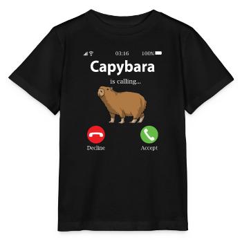 capybara - T-shirt bio MINI CREATOR Stanley/Stella Enfant - noir - Devant - Mikhail (115cm)