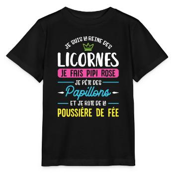 La reine des licornes - T-shirt bio MINI CREATOR Stanley/Stella Enfant - noir - Devant - Mikhail (115cm)
