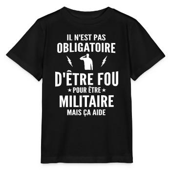 fou et militaire / humour militaire - T-shirt bio MINI CREATOR Stanley/Stella Enfant - noir - Devant - Mikhail (115cm)