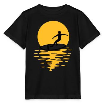 Sonne Abend Surfer - Stanley/Stella Kinder T-Shirt MINI CREATOR  - Schwarz - Vorne - Mikhail (115cm)