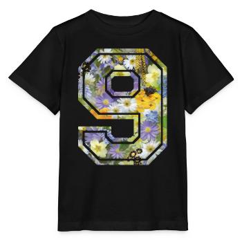 Numero 9 fleur, Équipe Foot, basket université - T-shirt bio MINI CREATOR Stanley/Stella Enfant - noir - Devant - Mikhail (115cm)