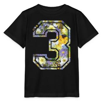 Numero 3 fleur, Équipe Foot, basket université - T-shirt bio MINI CREATOR Stanley/Stella Enfant - noir - Devant - Mikhail (115cm)