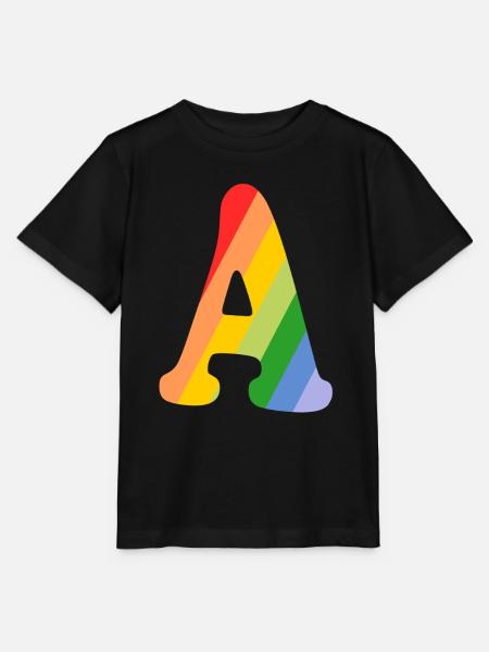 Buchstabe A Regenbogen - Stanley/Stella Kinder T-Shirt MINI CREATOR - Schwarz