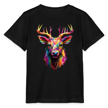 Buntes Hirschgeweih - Stanley/Stella Kinder T-Shirt MINI CREATOR  - Schwarz - Vorne - Mikhail (115cm)