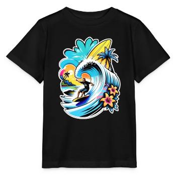 Surfen Strand Palme Sonnenschein Urlaub - Stanley/Stella Kinder T-Shirt MINI CREATOR  - Schwarz - Vorne - Mikhail (115cm)