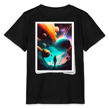 Kosmische Reise - Stanley/Stella Kinder T-Shirt MINI CREATOR  - Schwarz - Vorne - Mikhail (115cm)