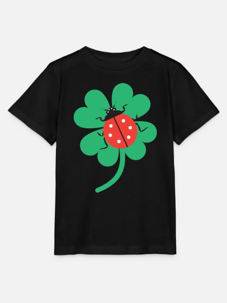 Kleeblatt mit Marienkäfer - Stanley/Stella Kinder T-Shirt MINI CREATOR  - Schwarz