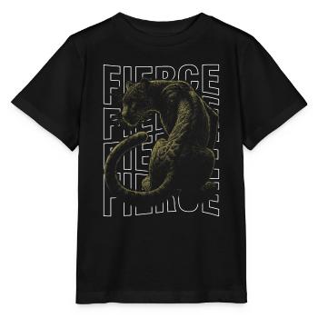 Fierce Panther Design Majestätisches Wildnis-Konzept - Stanley/Stella Kinder T-Shirt MINI CREATOR  - Schwarz - Vorne - Mikhail (115cm)